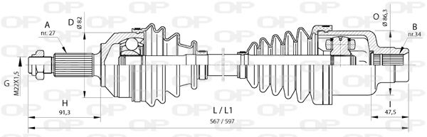 OPEN PARTS Vetoakseli DRS6375.00